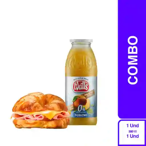 Combo Daily Fresh Croissant Jamón Queso+Néctar Watts Durazno 0%