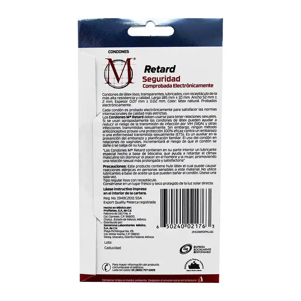 M: Preservativos Con Retardante