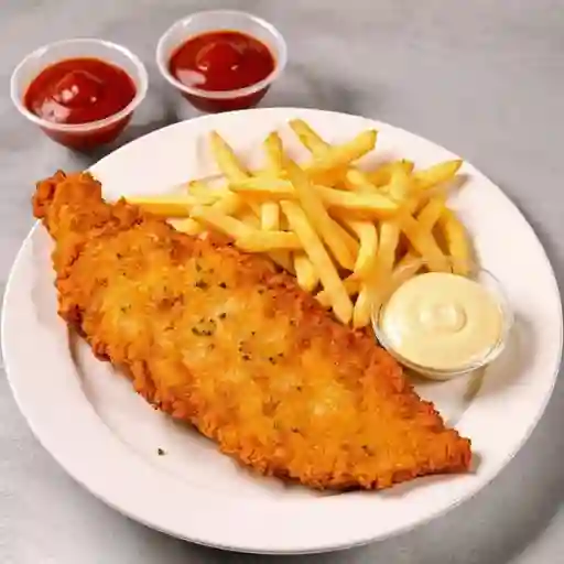 Milanesa de Pescado con Papas Fritas