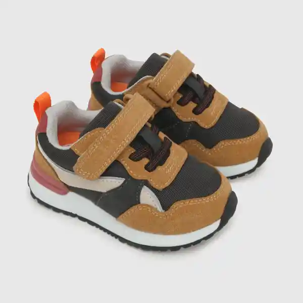 Zapatillas Velcro Elástico Jogging Niño Café Talla 23 Colloky