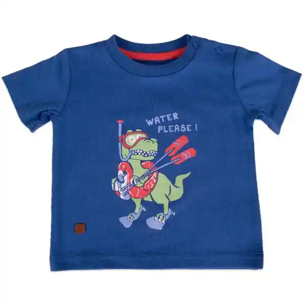 Polera Manga Corta Bebé Niño Azul Talla 18 M Pillín