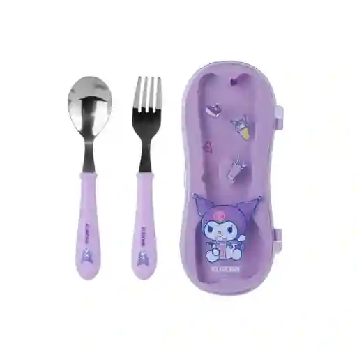 Kit Cubierto Con Estuche Morado Miniso