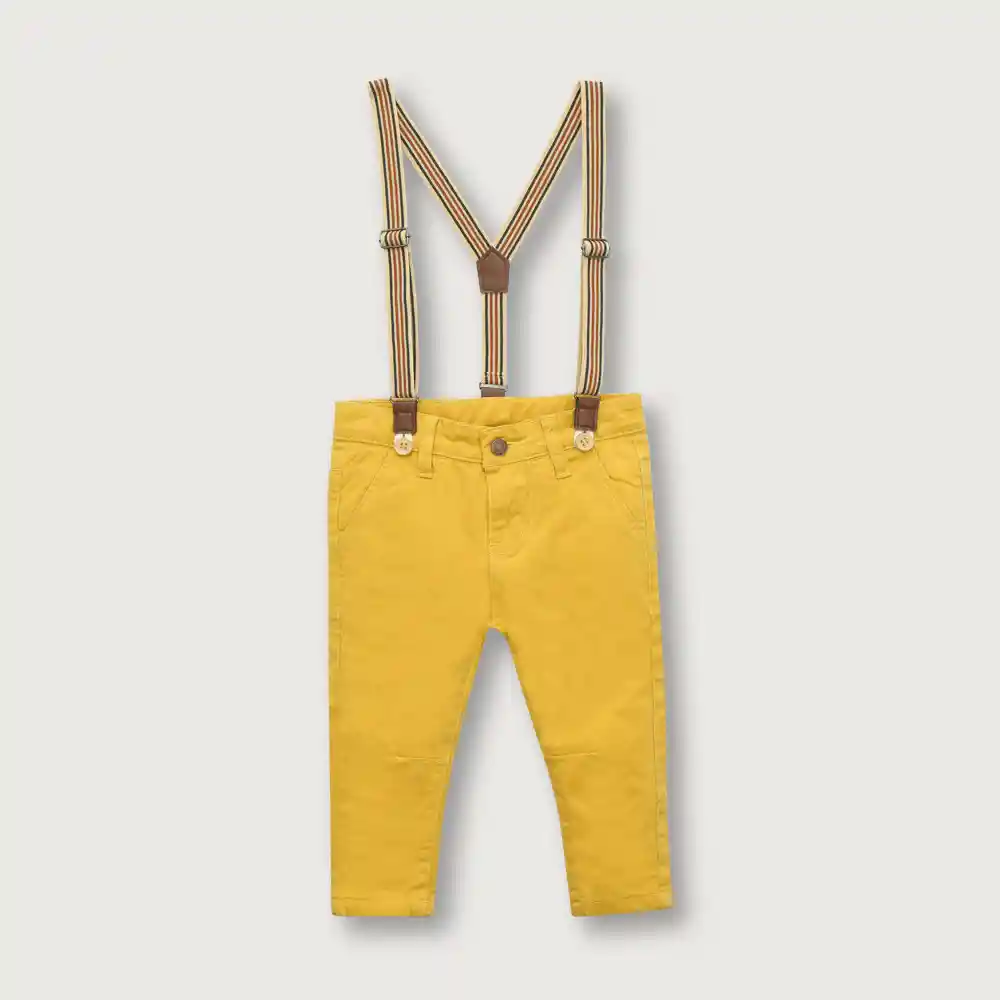 Pantalón Con Suspensores De Niño Mostaza Talla 12m
