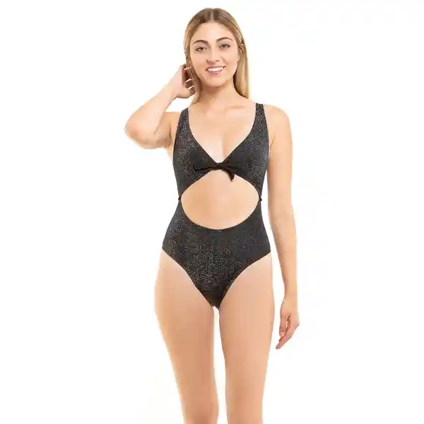 Trikini Con Nudo Ajustable Negro Brillante Talla M Samia