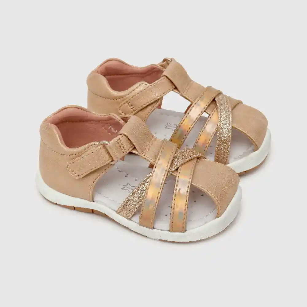Sandalias Con Velcro Corto De Niña Rosado Talla 20