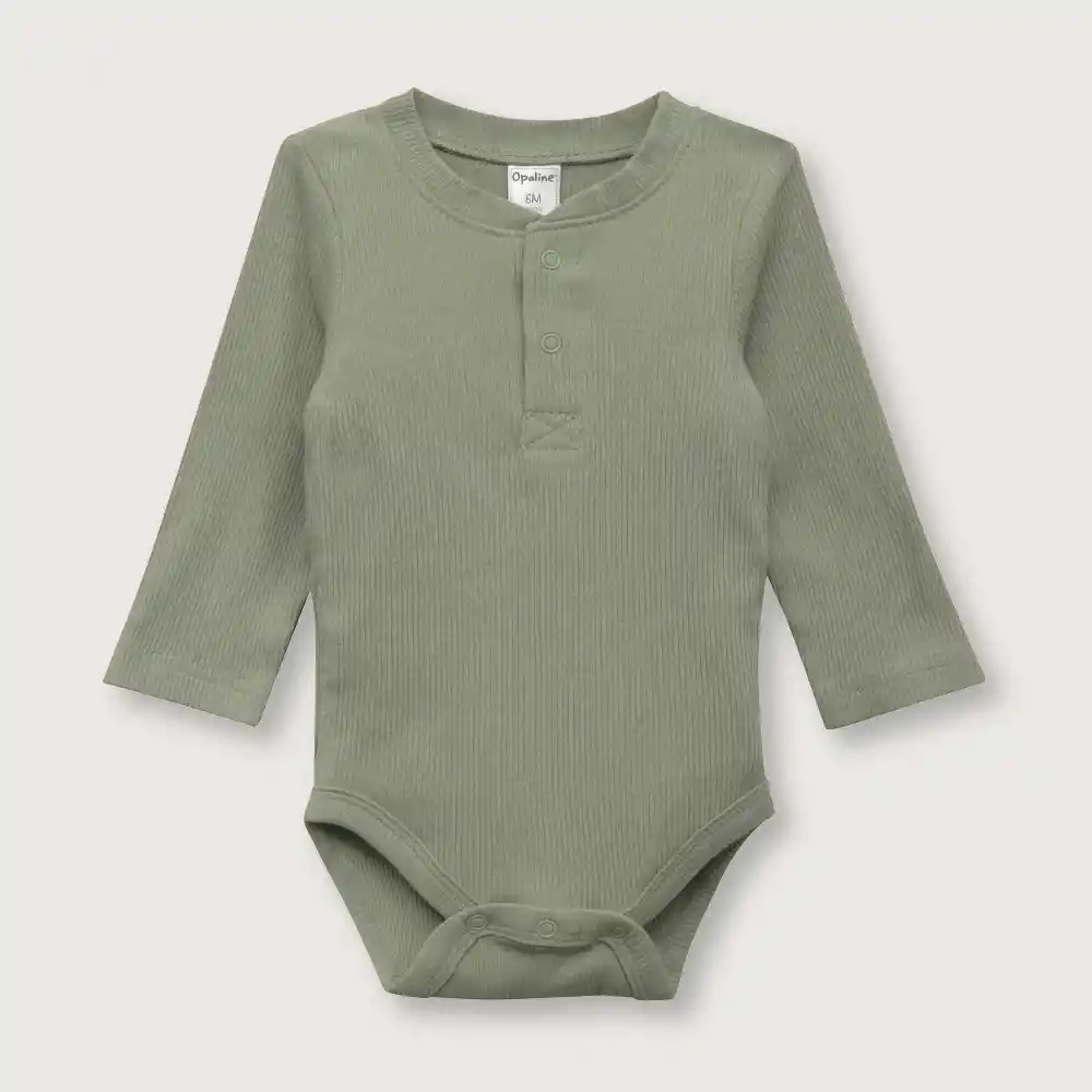 Body Orgánico Con Broche Oliva Talla 9M Opaline