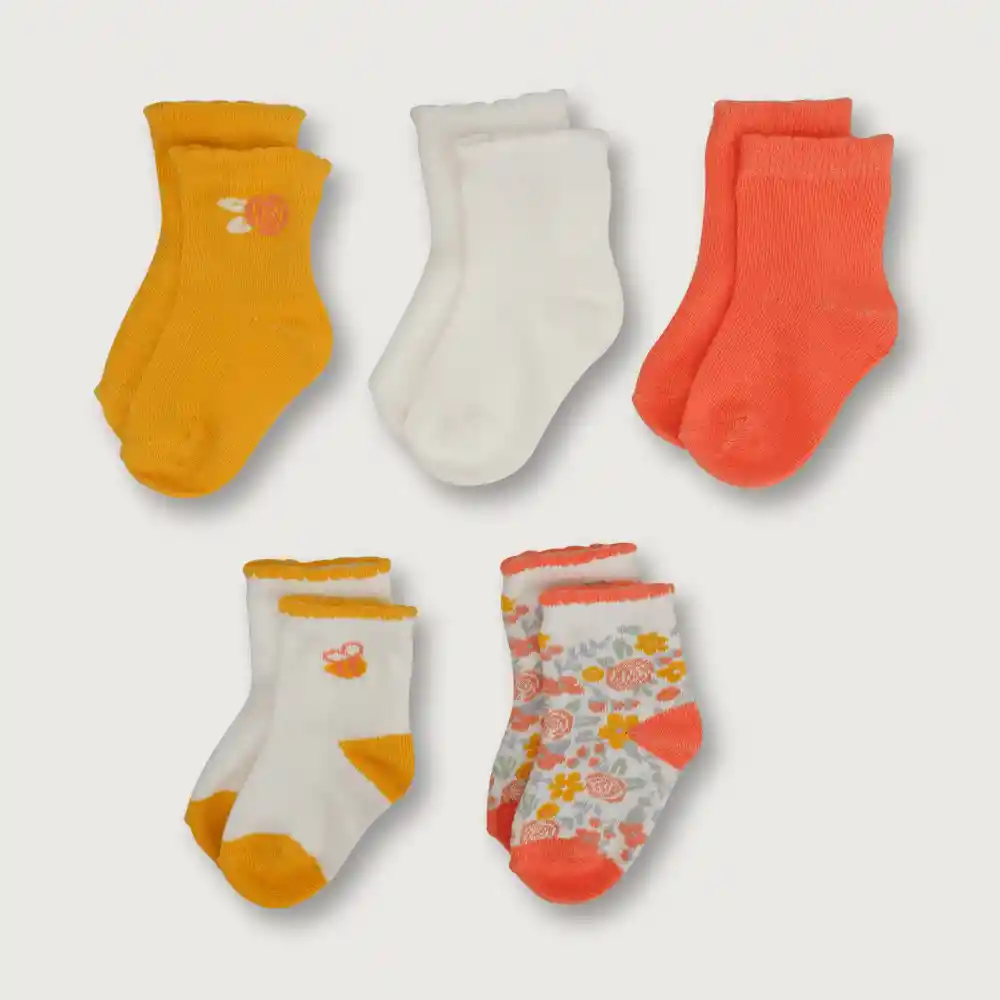 Pack Calcetines Abeja De Bebé Niña Terracota Talla 17/19