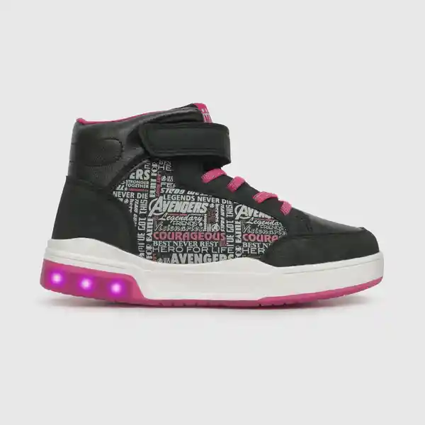 Zapatillas Luces Alta Marvel Para Niña Negra Talla 32 Colloky