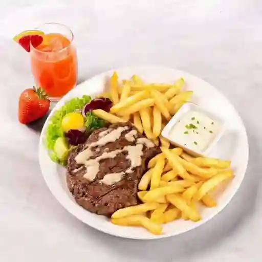 Bistec con papas fritas