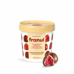 Franuí Frambuesa Bañada en Chocolate con Leche y Blanco