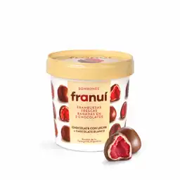 Franuí Frambuesa Bañada En Chocolate Con Leche Y Blanco