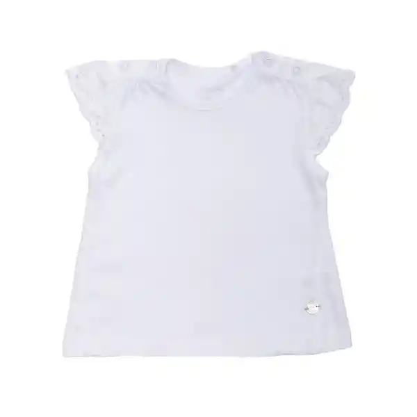 Polera Manga Corta Bebe Niña Blanco Pillin 9 M