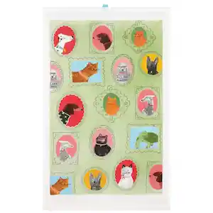 Paño Cocina de Algodón Velour Estampado Verde