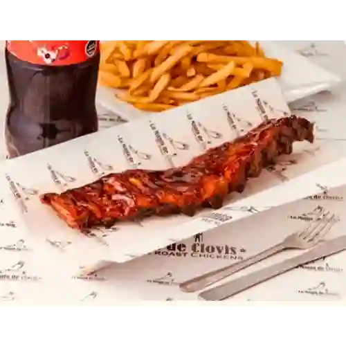 Costillas Bbq Papas Fritas Familiares y Bebida