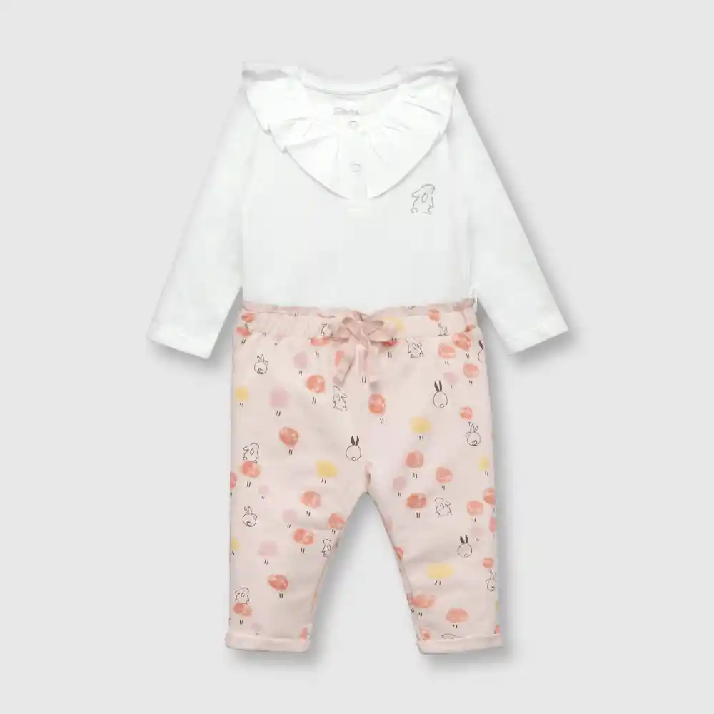 Conjunto Conejitos De Bebe Niña Blanco Talla 3/6m