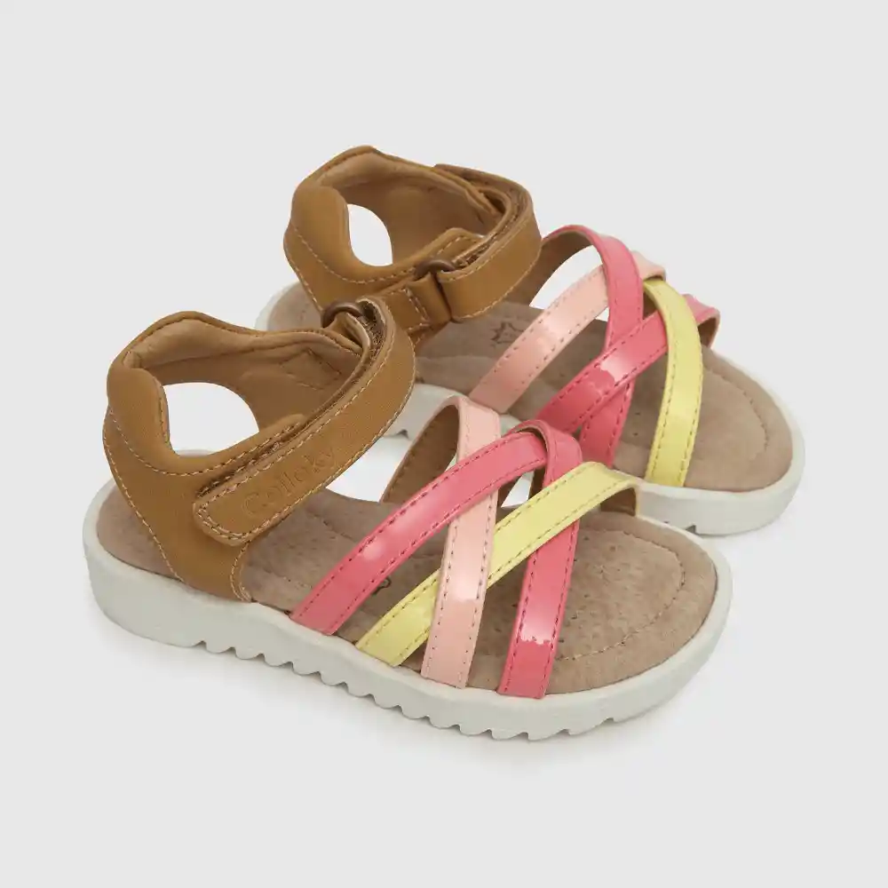 Sandalias Velcro De Niña Multicolor Talla 26