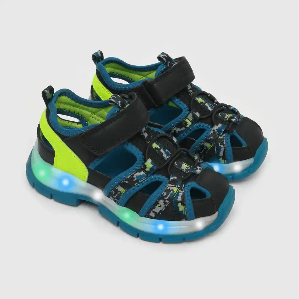 Sandalias Cerrada Suela Chunky De Niño Negro Talla 21