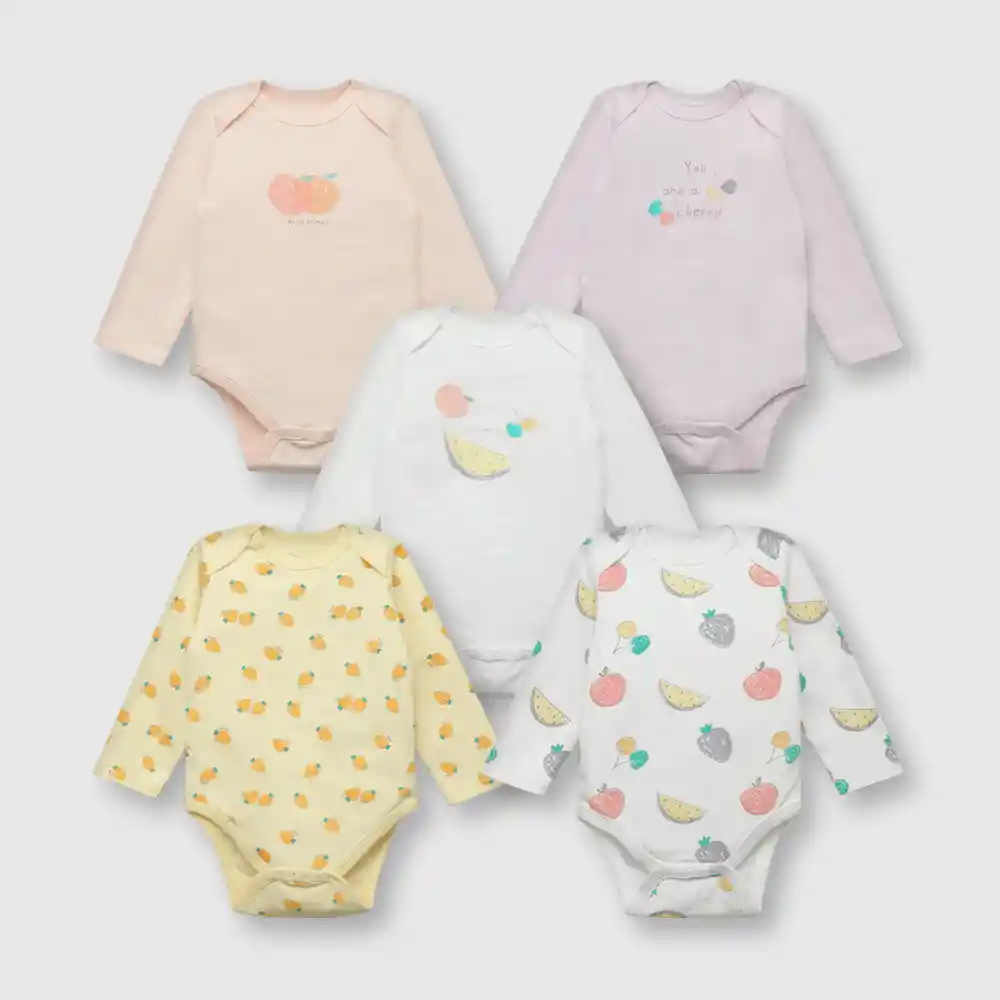 Pack Bodies De Bebe Niña Frutas Damasco Talla 6/9m