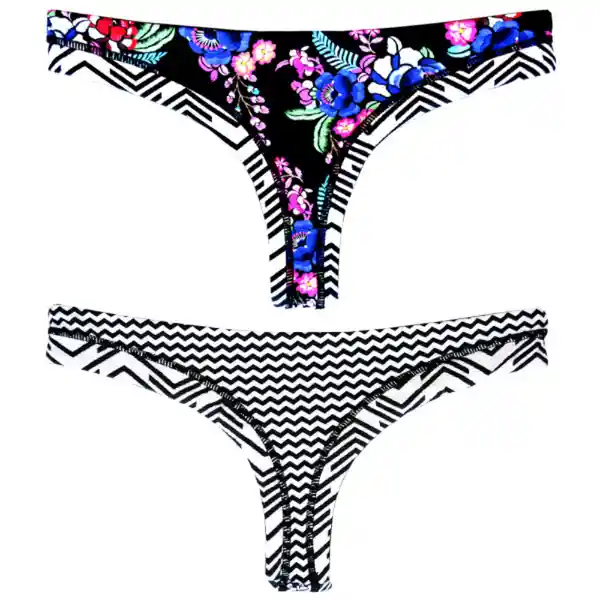 Bikini Calzón Colales Estampado Negro Talla L Samia