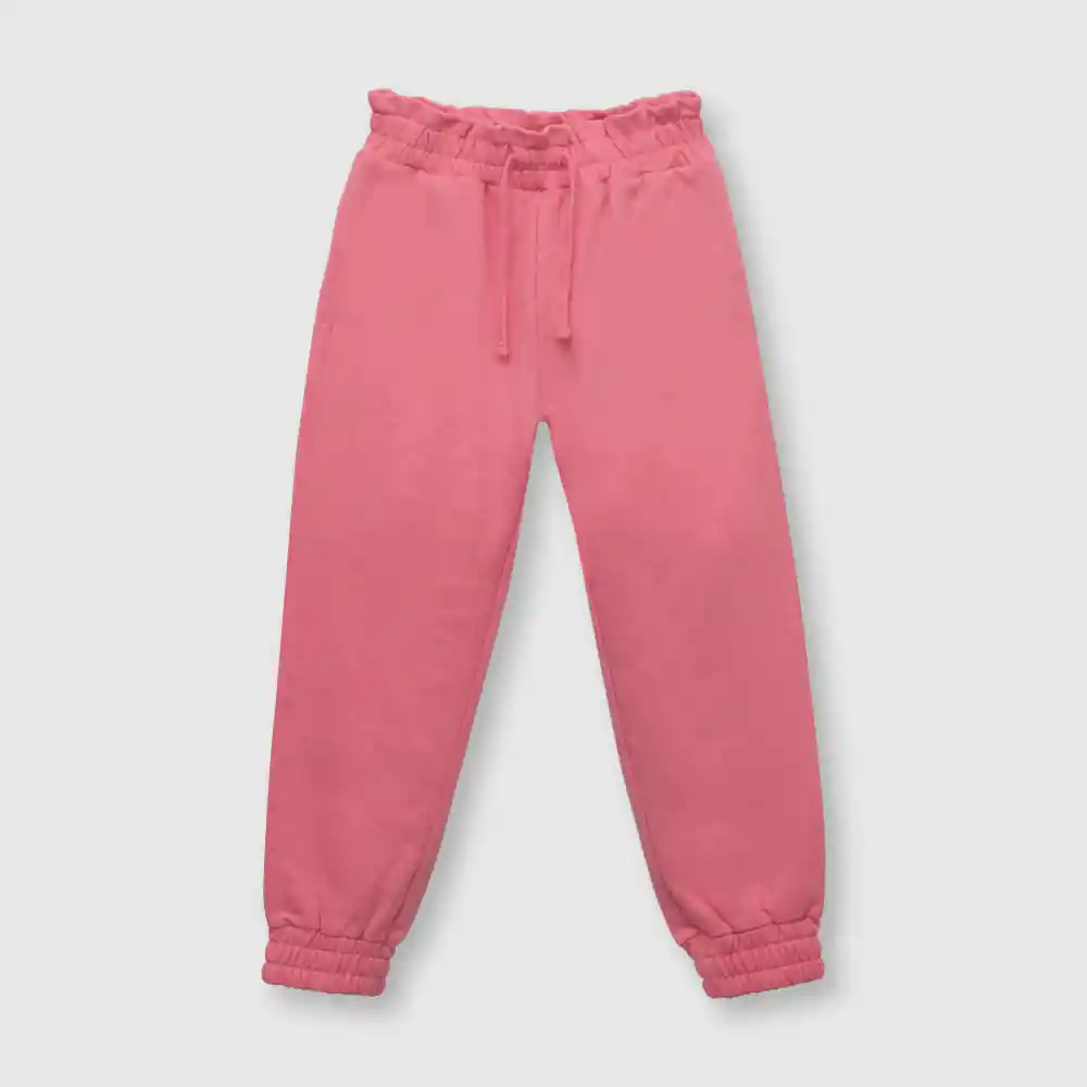 Pantalón De Buzo Recogido De Niña Rosado Talla 4a
