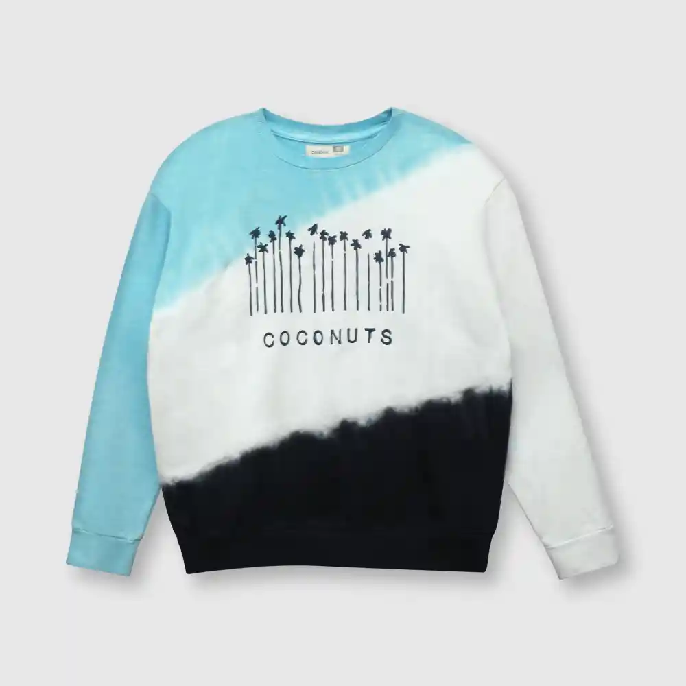 Polerón Tie Dyed De Niño Celeste Talla 4a