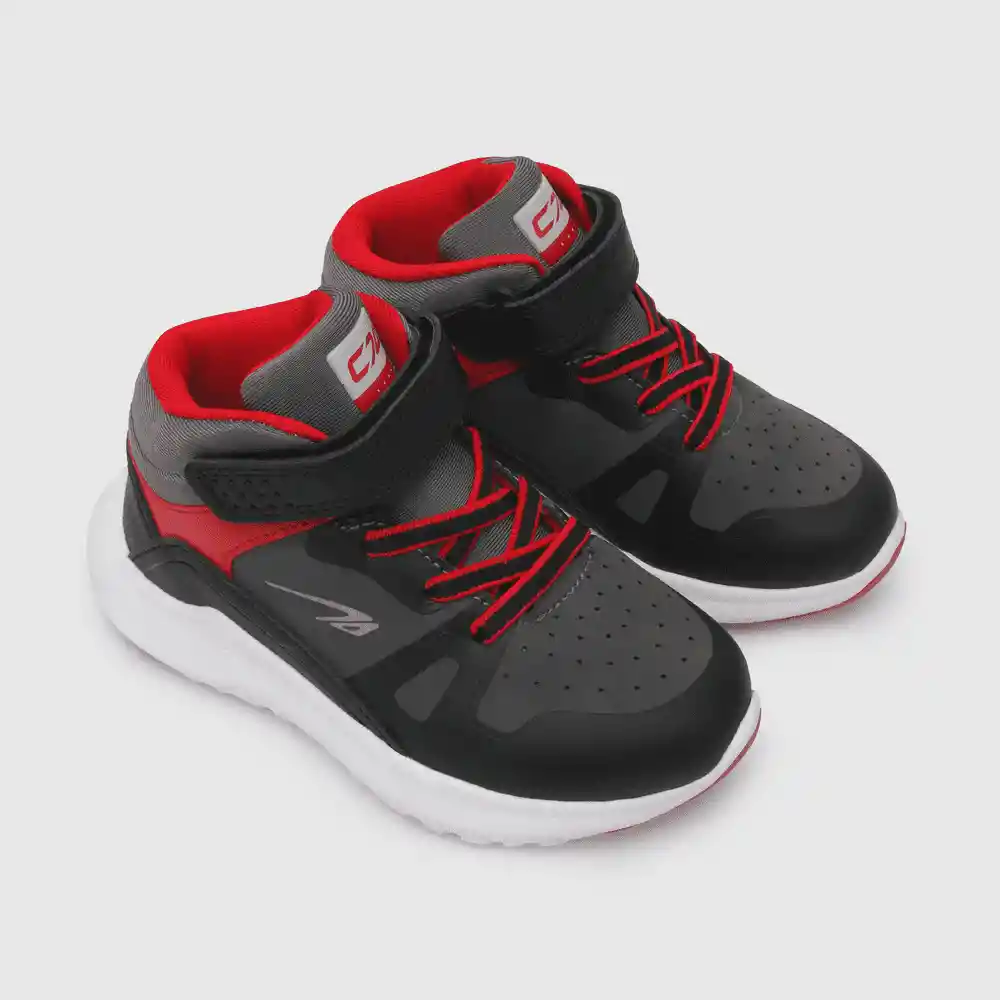 Zapatillas Deportivas Basket Niño Negro Con Rojo T. 22