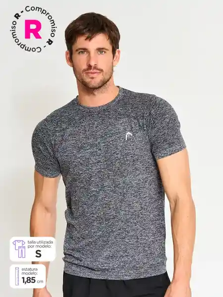Head Polera Manga Corta Seamless Hombre Ttem Gris Oscuro S