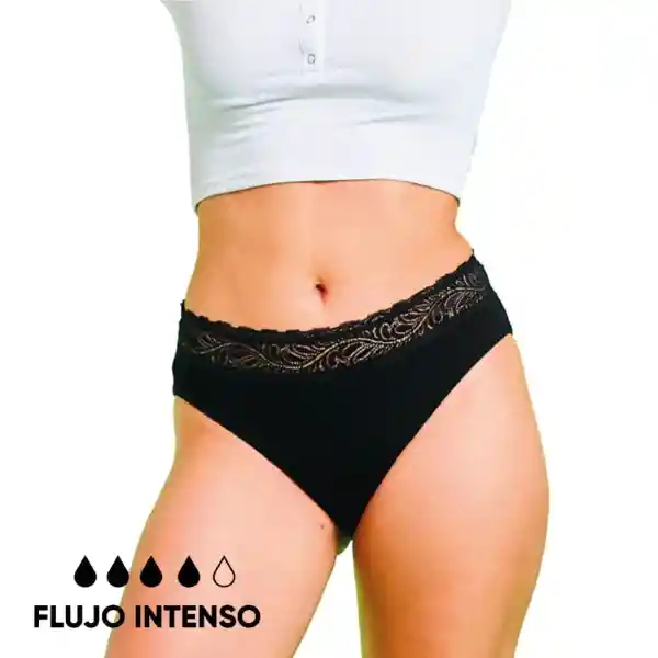 Bloodygreen Calzón Menstrual High Waist Flujo Intenso Negro XXL