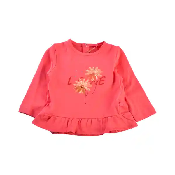 Polera Manga Larga Bebé Niña Color Coral Talla 12 M Pillin