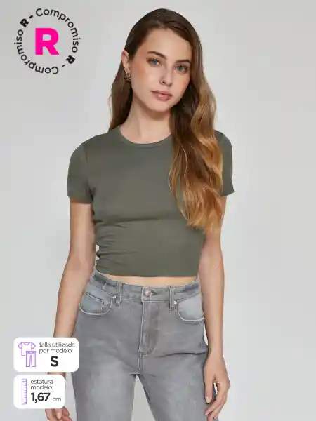 Index Polera Manga Larga Deltacor Oliva L S25