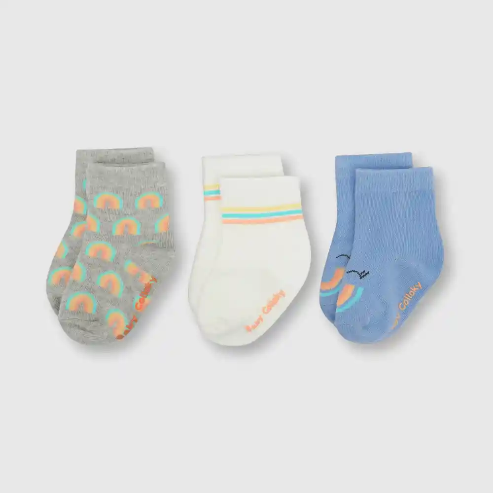 Pack Calcetines Deportivo Arcoíris Blanco Talla 20/22