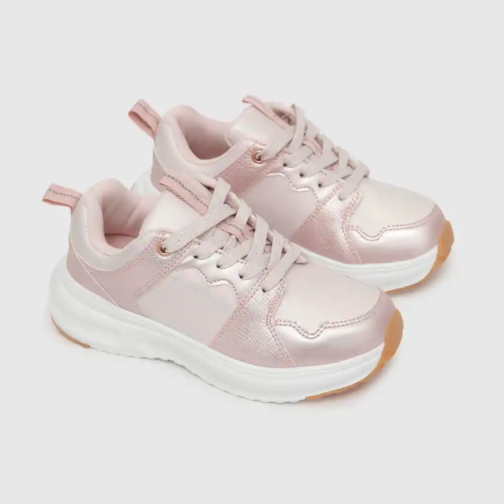 Zapatillas Cordones Chunky De Niña Rosado Talla 36