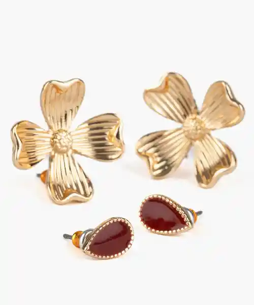 Lounge Set Aros Gotas y Flores Dorado