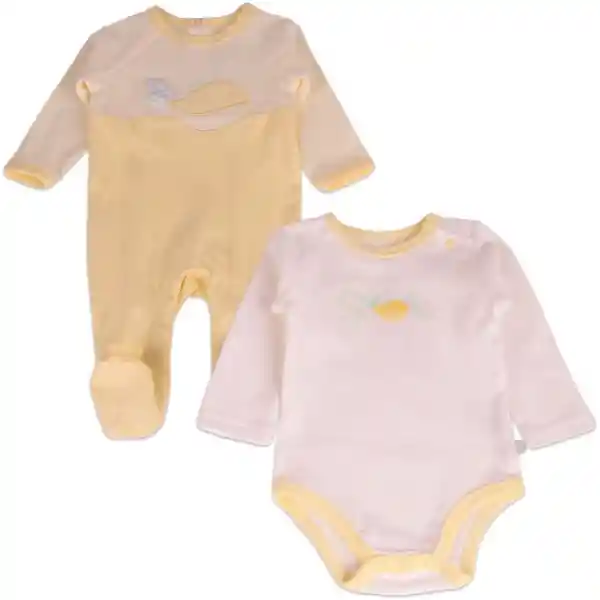 Set Osito Bebé Unisex Amarillo Talla 6 M