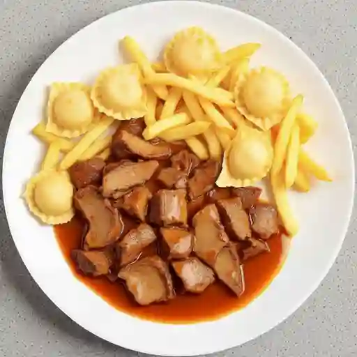 Carne Mongoliano Con Papas Fritas + 6u Wantan