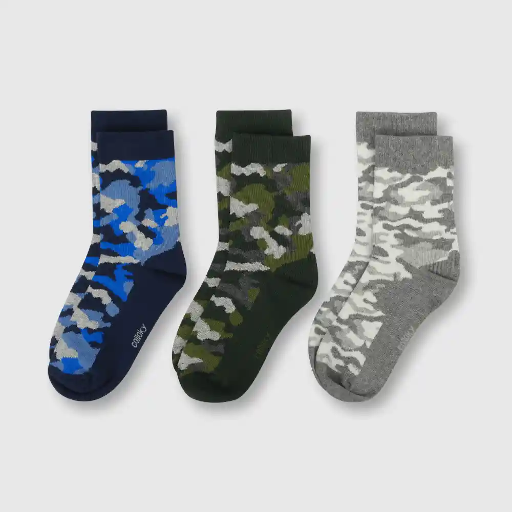 Pack De Calcetines Camuflado De Niño Gris Talla 30/33