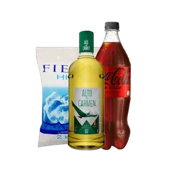 Combo Alto Del Carmen Pisco + Coca Cola sin Azúcar + Hielo