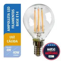 Ampolleta Led Filamento Mini Bola 4W Luz Cálida E14 Great Value