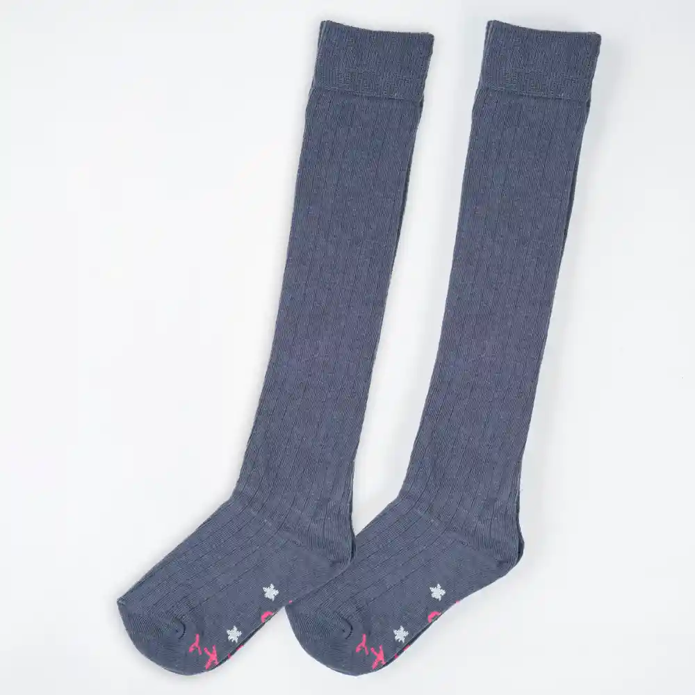 Calcetines Escolar Largo De Niña Gris Talla 34/37
