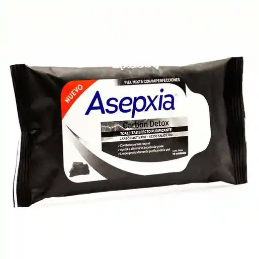 Asepxia Toallitas Carbón Détox 25 Piezas