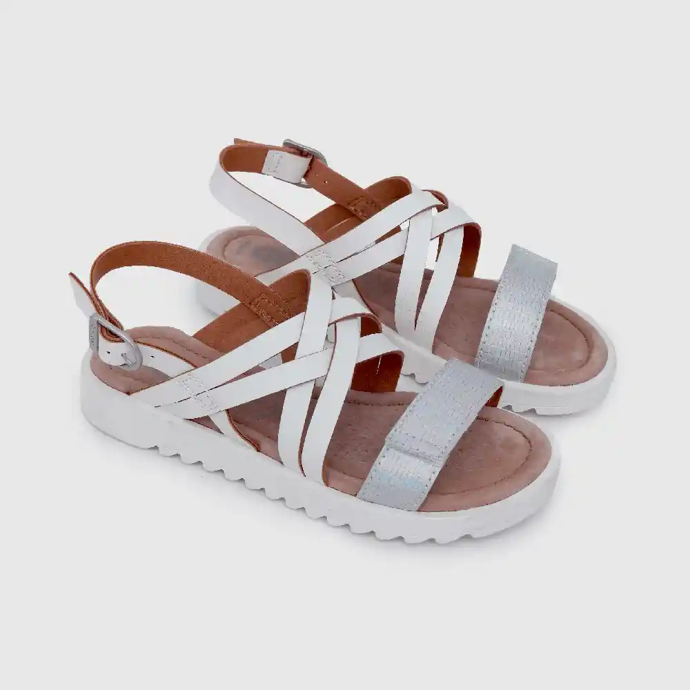 Sandalias Hebilla Y Punta Velcro Ajustable Blanco 37