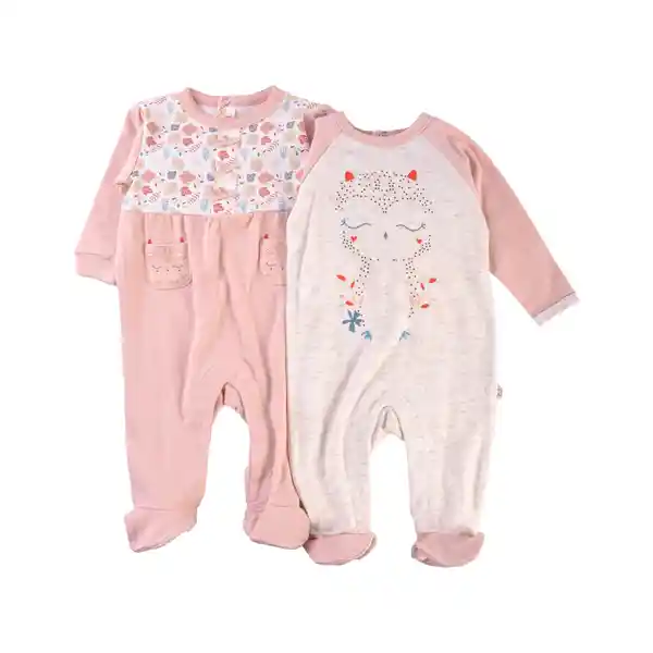 Set Pijama Osito Manga Larga Bebé Niña Multicolor 12 M Pillin