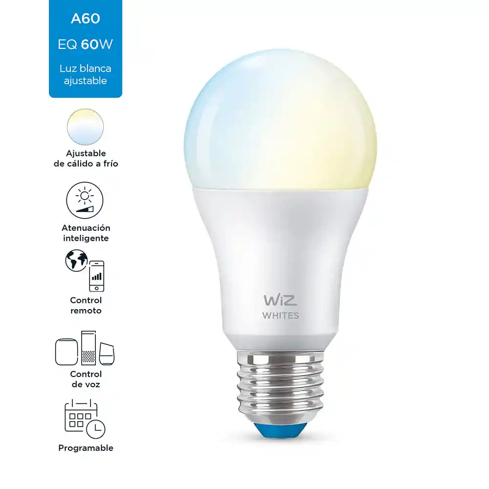 Philips Lámpara Wiz Wifi Blanco Tunable A60 E27 Led 9W 806 Lm