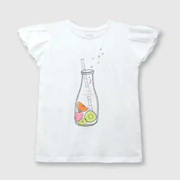 Polera Botella de Niña Blanco / White Talla 4A Colloky