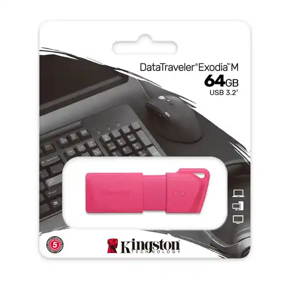 Kingston Memoria Pendrive Neón Rosado 64Gb