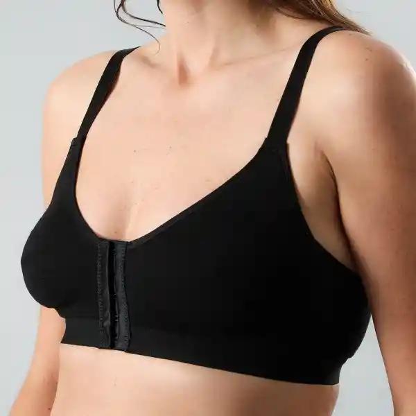 Sostén Postoperatorio Algodón Color Negro Talla 36B Flores