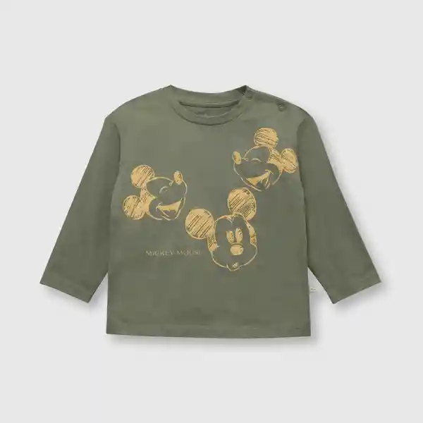 Polera de Bebé Niño Mickey Verde Militar Talla 3/6M Colloky