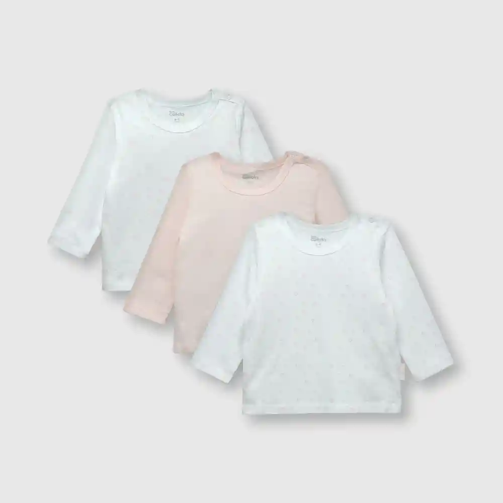 Camiseta Algodón De Bebé Niña Rosada Talla 0/3 Meses