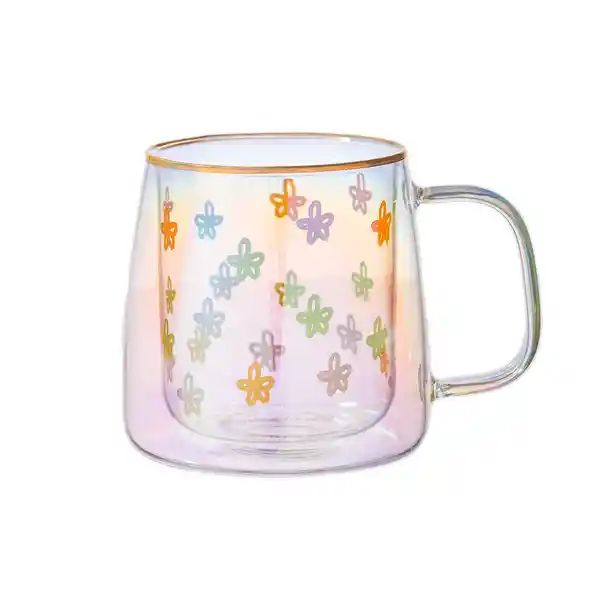 Taza Doble Vidrio Drawn Flowers Adagio Teas