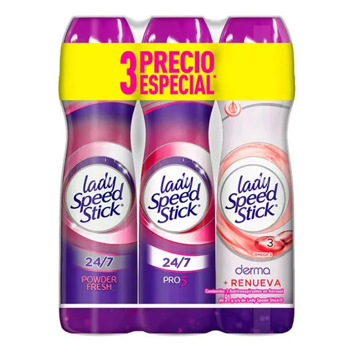 Lady Speed Stick Pack Desodorante Derma Omega Powder Fresh Pro5